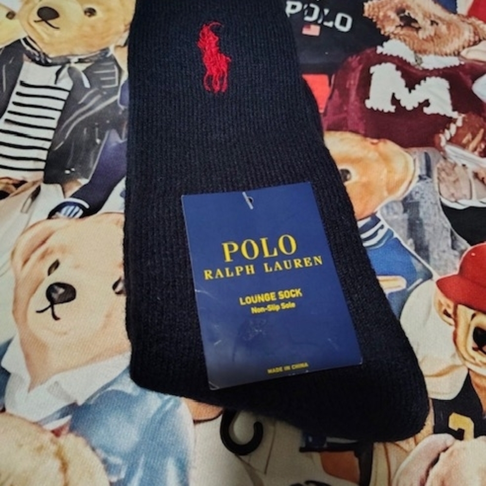 Polo by Ralph Lauren Navy  Lounge Sock with Red Logo